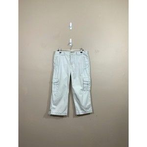 VTG American Eagle Cargo Cropped Pants 4 Khaki 90s Y2K Button Fly Low Rise Retro